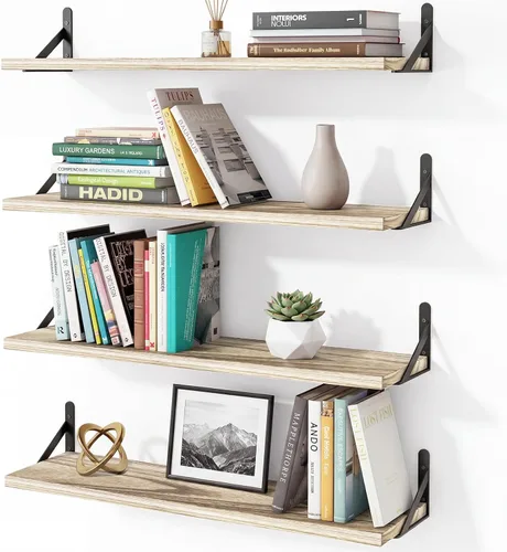 Vista 14 de YGEOMER Estantes flotantes para pared, estantes de pared negros de diferentes tamaños para sala de estar, baño, dormitorio, cocina, decoración