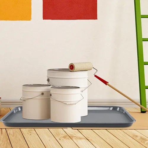 Vista 6 de 6 paquetes de bandejas de plástico grandes grises, bandejas multiusos de 25.23 x 17.59 pulgadas