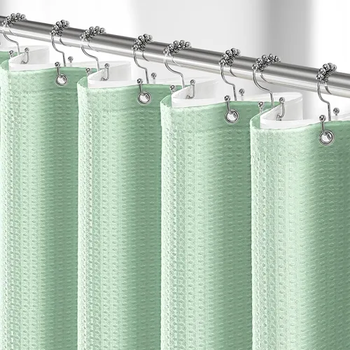 Vista 18 de 3 in 1 Waffle Shower Curtain Set with PEVA Liner 72Wx72H Navy Blue Azul marino