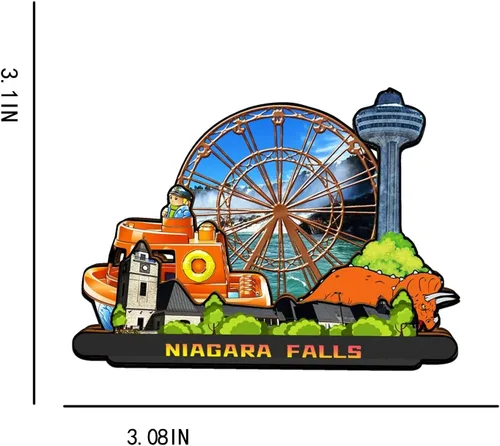 Vista 3 de Imán de nevera con imán de las cataratas del Niágara de Canadá, monumentos de madera 3D, recuerdos coleccionables, decoración hecha a mano -1335
