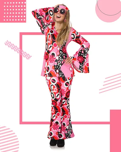 Vista 4 de Haysandy Disfraz de discoteca para mujer, traje hippie de los años 70