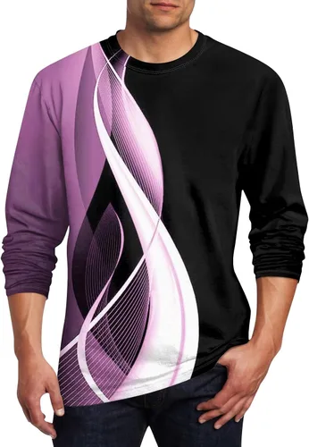 Vista 18 de Camisas casuales para hombre, de manga larga, cuello redondo, elásticas, suaves, casuales, S-4XL