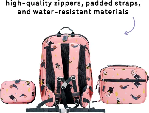 Vista 43 de Juego de mochila para niños de 16 pulgadas con bolsa de almuerzo aislada y estuche para lápices