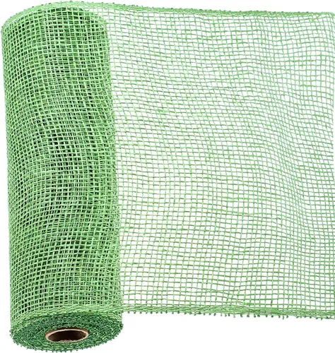 Vista 4 de 3 rollos de malla decorativa de arpillera de poli de 10 pulgadas de ancho, rollos de cinta de malla decorativa de poli para envolver, para Verde