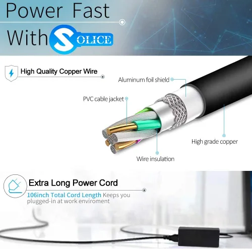Vista 3 de Cargador de CA de 65 W compatible con cargador de portátil HP Modelo 15: 15-dy 15-dq 15-da 15-db 15-dw 15-f 15-ef 15-ab, 15-ac 15-af 15-an 15-au
