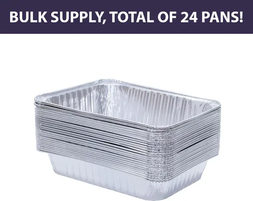 Vista 4 de Dynamic Sartén de aluminio resistente (paquete de 24) bandeja de 17.98 x 13.23 x 2.83 pulgadas, para asar, tamaño compacto, apto para horno