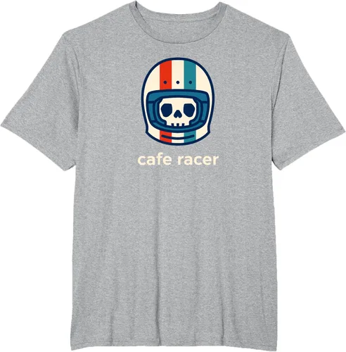 Vista 34 de Cafe Racer Moda Simple Casco Diseño Motocicleta Camiseta Negro
