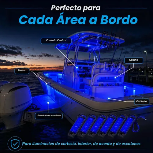 Vista 2 de Shangyuan Luces marinas: 6 luces interiores LED impermeables para yate, barco de pesca, kayak y más, 12 V
