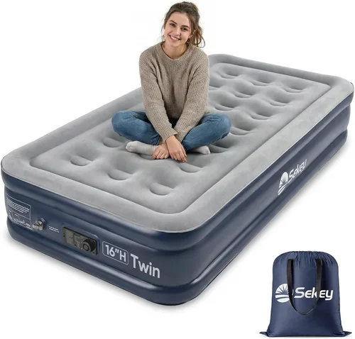 Vista 20 de Sekey Colchón de aire completo con bomba incorporada, cama de aire elevada Negro