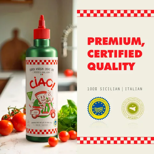 Vista 4 de CIAO Aceite de oliva virgen extra siciliano – Primer prensado en frío, alto polifenol, orgánico, sabor auténtico, 16.9 onzas líquidas