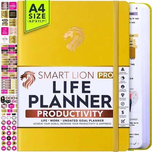 Vista 15 de Life Planner - Agenda diaria, semanal y mensual sin fecha con sección de presupuesto, un viaje de 12 meses para aumentar la productividad