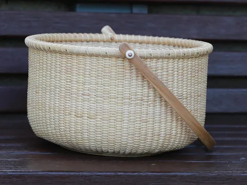Vista 6 de Cesta redonda abierta de Nantucket con asas tejidas a mano para Pascua, picnics, regalos, decoración del hogar y más varios tamaños que van desde 5