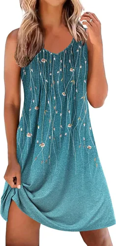 Vista 18 de Ekouaer Camisones para Mujeres Sin Mangas Camisa de Dormir Tipo Tank Camisón Cuello en V Camisola Plisada Camisa de Noche Vestido de Dormir Suave
