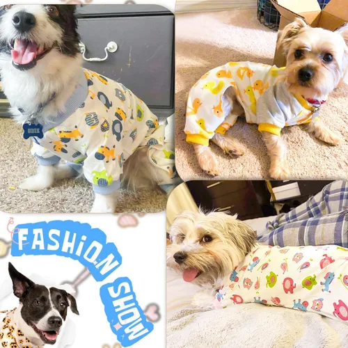Vista 2 de Paquete de 2 ropa para mascotas y cachorros, lindos pijamas de algodón para perros, mamelucos de algodón, monos para gatos, ropa acogedora