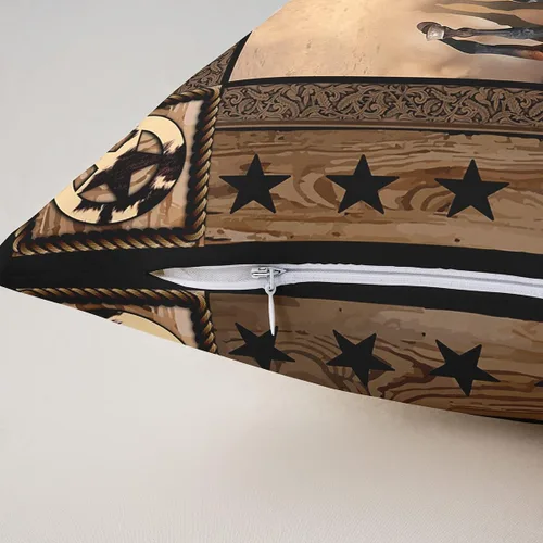 Vista 5 de Juego de 2 fundas de almohada de caballo corriendo con diseño de estrellas de grano de madera, suave y cuadrada, para decoración de habitación