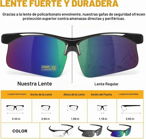 Vista 2 de OXG Safety Glasses with Adjustable Straps, ANSI Z87.1 Protective Eyewear, UV400 Anti-Scratch Work Glasses for Men Women