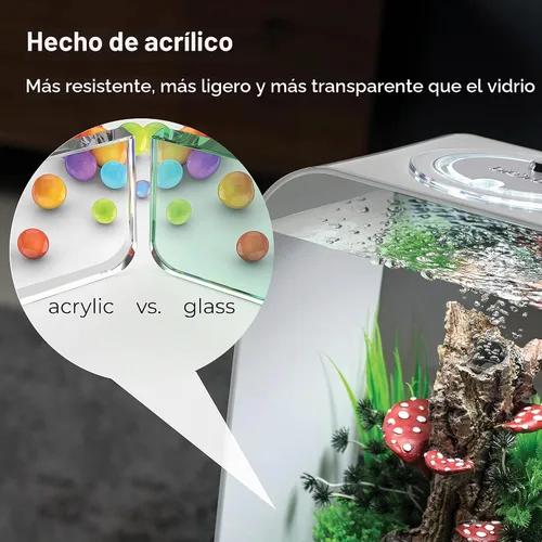 Vista 5 de biOrb Life 15 - Acuario acrílico de 4 galones con luces LED blancas, tanque compacto moderno para mesa o escritorio, negro