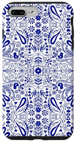 Vista 12 de Folk Art Pattern Blue Chinoiserie Birds Flowers Scandinavian Case for iPhone 17