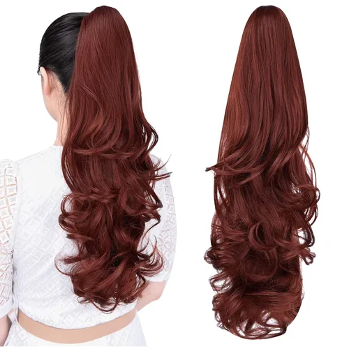 Vista 16 de extensión de cola de caballo, extensión de pelo con pinza de 12" cola de caballo rizada corta Extensión de pelo sintético de aspecto natural