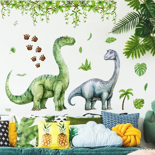 Vista 2 de Calcomanías de pared de dinosaurios grandes para aula, mural de pared