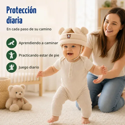 Vista 3 de Baby Head Protector for Crawling Walking, Infant Helmet with Foam Bumpers, Adjustable Baby Helmet for Crawling Walking, Toddler Helmet - Head Beige