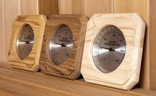 Vista 3 de Northern Lights Group Termómetro de sauna: vapor seco de Fininsh de madera de cedro rojo occidental en Fahrenheit Celsius sala infrarroja de madera