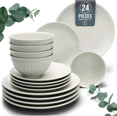 Vista 51 de Juego de vajilla de gres para 4 personas 12 piezas – Juego de platos y cuencos negros mate – Apto para lavavajillas, microondas y resistente a