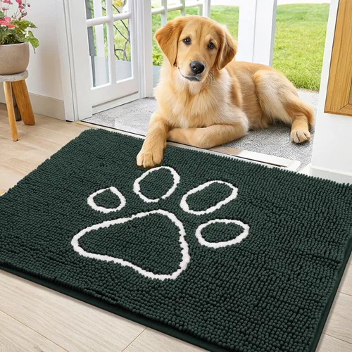Vista 66 de Smiry Tapete para puerta de perro para patas fangosas, absorbente y Gris y negro