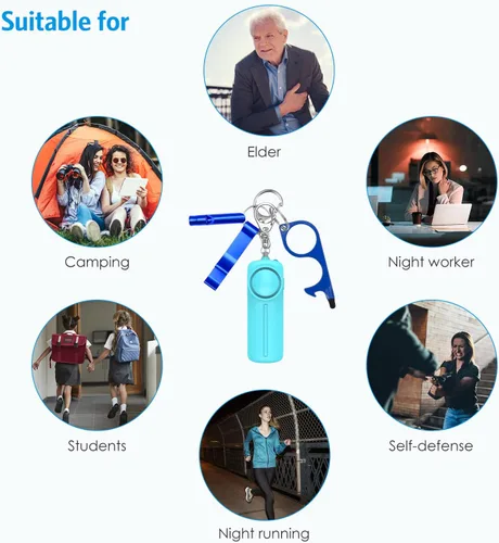 Vista 7 de AMIR Juego de llaveros de seguridad para mujeres y niños, 4 piezas de accesorios de llavero de seguridad, juego de llaveros de defensa personal