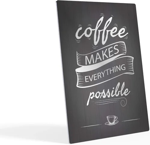 Vista 2 de HB Art Design Coffee Makes Everything Possible Quote Retro Style Metal Print Wall Art Coffee Bar Decor Coffee Signs Kitchen Wall Decor Dining Room