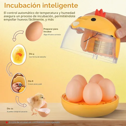 Vista 2 de BESTonZON Incubadora de huevos pequeños para incubar pollos, codorniz, cría de aves de corral inteligente con control automático de humedad de giro