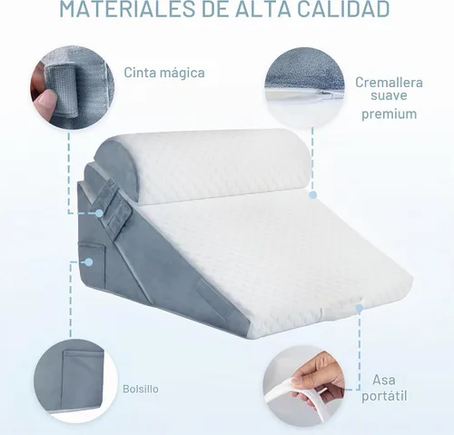 Vista 6 de 3 piezas de almohada de cuña ortopédica para cama para dormir, postcirugía o para la espalda, el cuello y las rodillas, almohada de espuma