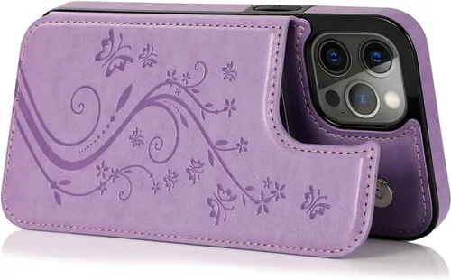 Vista 6 de Funda de teléfono para iPhone 13 Pro Max 2021 de 6.7 pulgadas con protector de pantalla de vidrio templado, tarjetero y cartera, funda de cuero