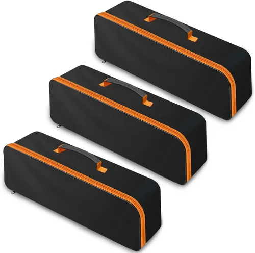 Vista 7 de Paquete de 3 bolsas de herramientas con cremallera, bolsa de herramientas Oxford impermeable de boca ancha, organizador de herramientas de múltiples