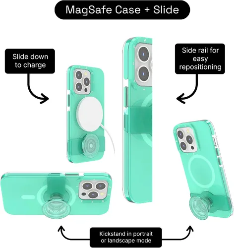 Vista 3 de PopSockets: Funda para iPhone 13 Pro con agarre y deslizamiento para teléfono compatible con MagSafe, funda para iPhone 13 Pro, compatible con carga