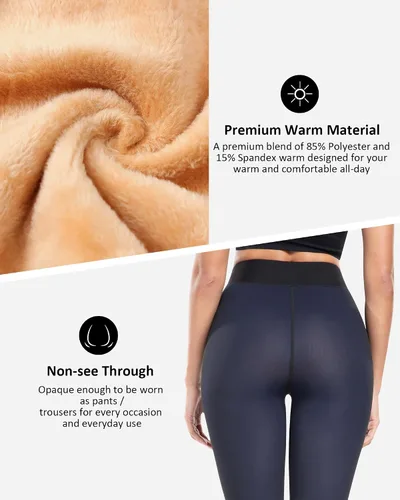 Vista 54 de NORMOV - Leggings con forro de vellón cálido para mujer, de invierno, mallas gruesas, de terciopelo, térmicas
