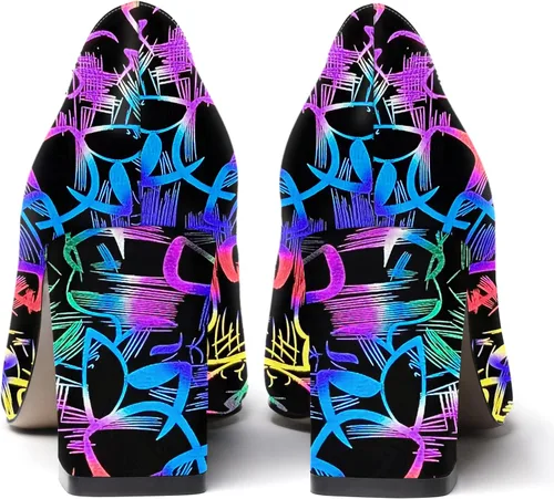 Vista 4 de WAYDERNS Zapatos de tacón alto con puntera cuadrada para mujer, de 3 pulgadas