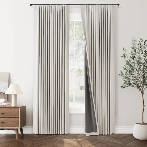 Vista 30 de Jowels Cortinas opacas de lino natural de 96 pulgadas de largo, 2 paneles