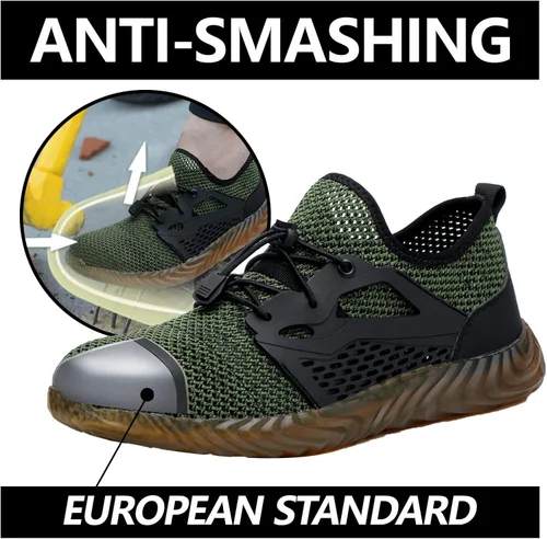 Vista 24 de SUADEX Zapatos deportivos con punta de acero para hombres y mujeres, indestructibles, ligeros, cómodos, antideslizantes, puntera compuesta