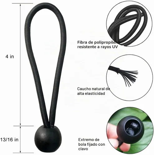 Vista 2 de Cordones elásticos de bola pequeños de 4 pulgadas con bolas de 0.8 pulgadas, 50