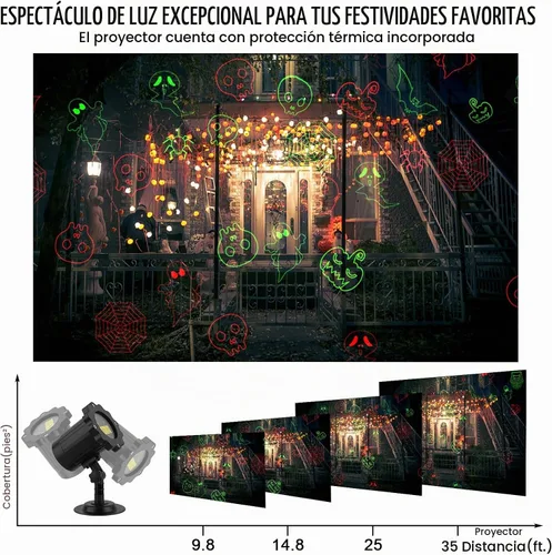 Vista 3 de Luces de Proyector de Halloween al Aire Libre, Luces de Proyector Láser de Halloween Impermeables con Control Remoto, Luces de Proyector