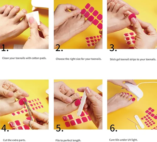 Vista 6 de DANNI & TONI Tiras de gel semicuradas para uñas de los pies, color burdeos (Garnet Gaze) Ojo de Gato, Calcomanías de uñas de gel Pedi Wraps 37