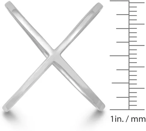 Vista 3 de Sterling Silver "X" Criss-Cross Long Ring