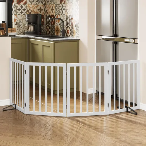 Vista 22 de Puerta plegable negra para mascotas de 18-55 pulgadas para escaleras y puertas, valla de puerta para cachorros
