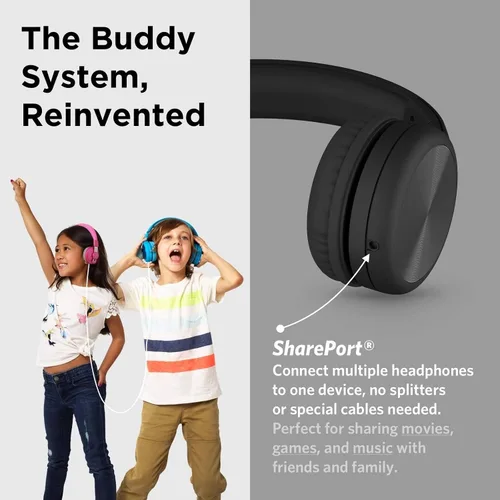 Vista 5 de LilGadgets Connect+ Pro - Auriculares con cable para niños con micrófono, limitación de volumen con cable, tecnología SharePort y acolchado