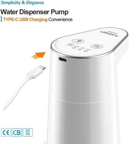 Vista 2 de Bomba inteligente de botella de agua de 4 modos - Flujo rápido de 3 l/min, recargable por USB de 1200 mAh, volumen preestablecido y control