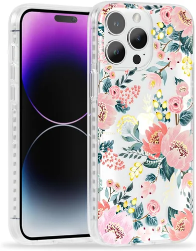 Vista 28 de SCORPIFY Funda para iPhone 14 Pro Max con diseño iridiscente de mariposa azul, bonita funda transparente para mujeres y niñas