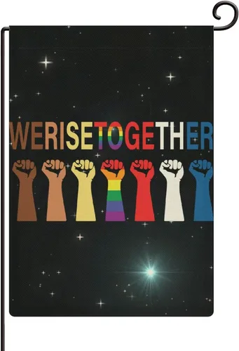Vista 7 de Bandera de jardín con texto en inglés «We Rise Together», bandera de jardín con la leyenda «We Rise Together», decoración para exteriores, desfile