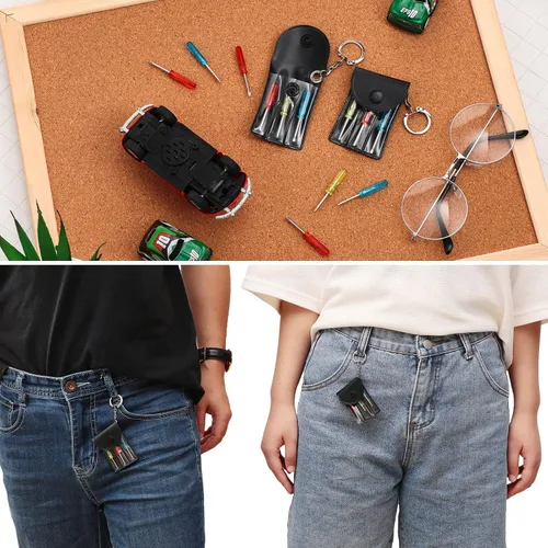 Vista 4 de Jutom Juego de 10 Mini Destornilladores Llavero a Granel Incluye 3 Mini Destornilladores en una Bolsa Portátil con Broche con Gancho a Granel