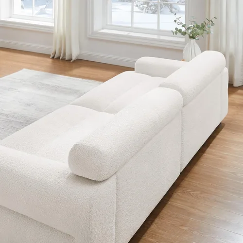 Vista 8 de VANOMi Sofá biplaza Boucle Cloud de 89 pulgadas, cómodo sofá tapizado de asiento profundo, moderno sofá de mediados de siglo para sala de estar
